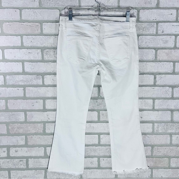 Current/Elliott The Cropped Flip Flop Raw Hem Jeans in Sugar White Size 25 - Picture 7 of 10